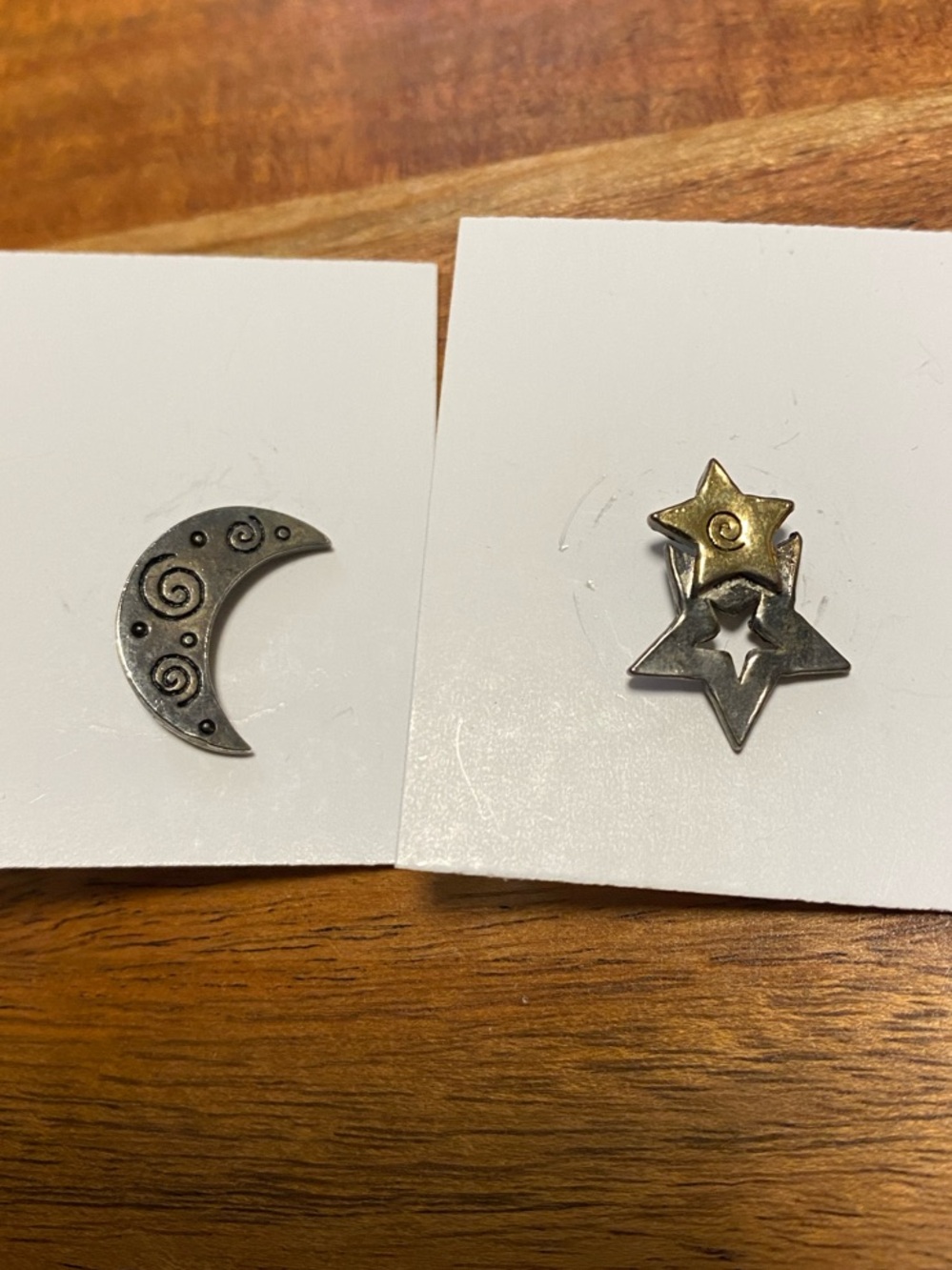 Crescent moon and stars small pins